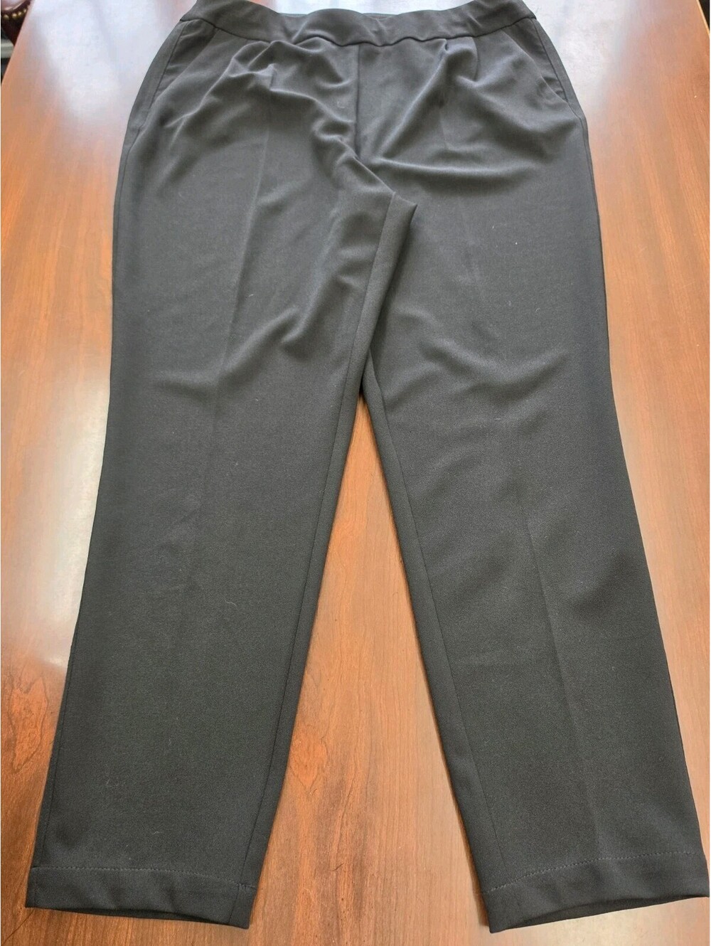 Cato Black Pull On Career Dress Pants Womens Large Straight Leg Stretch Office